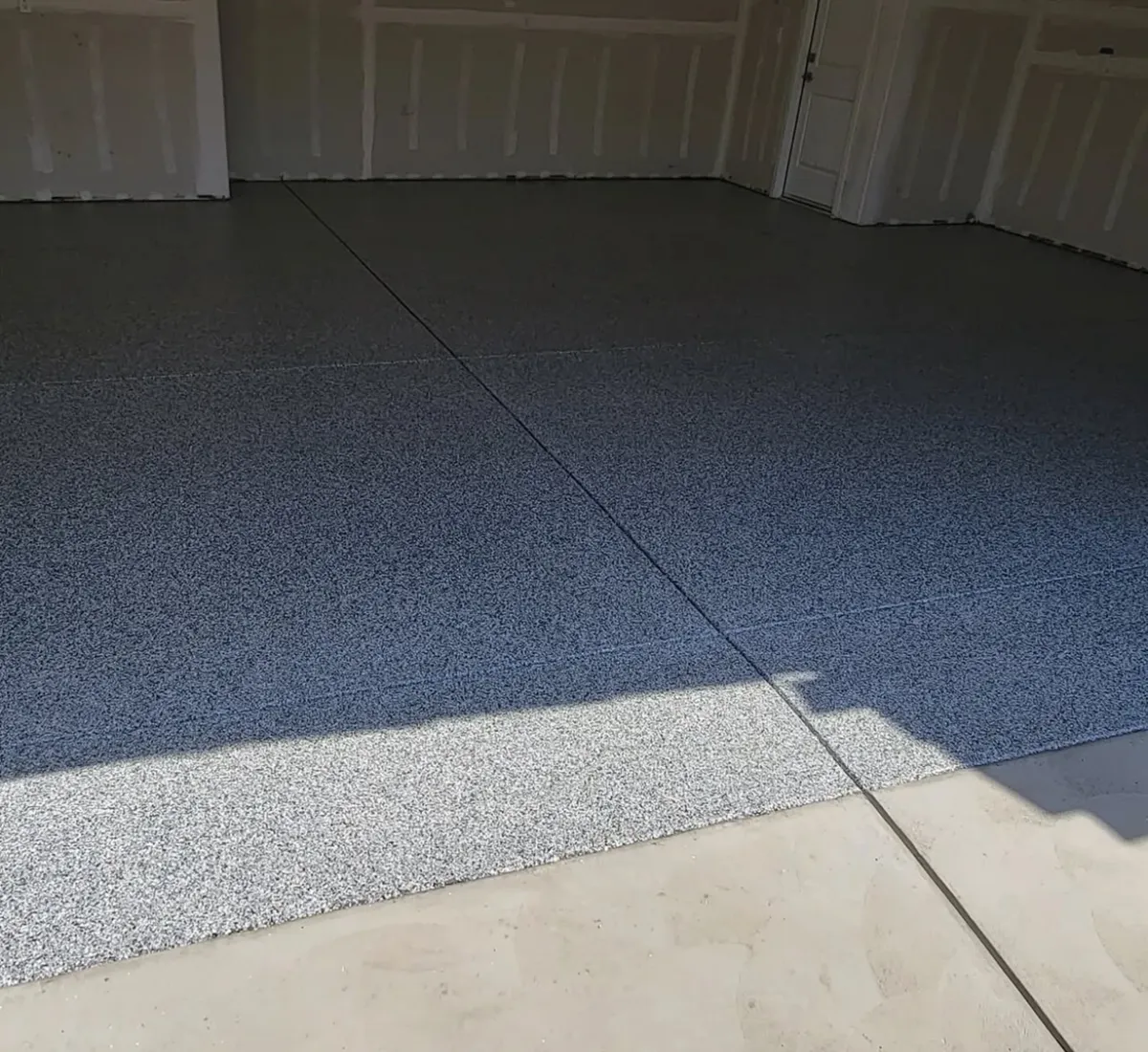 Garage floor after flake coating system