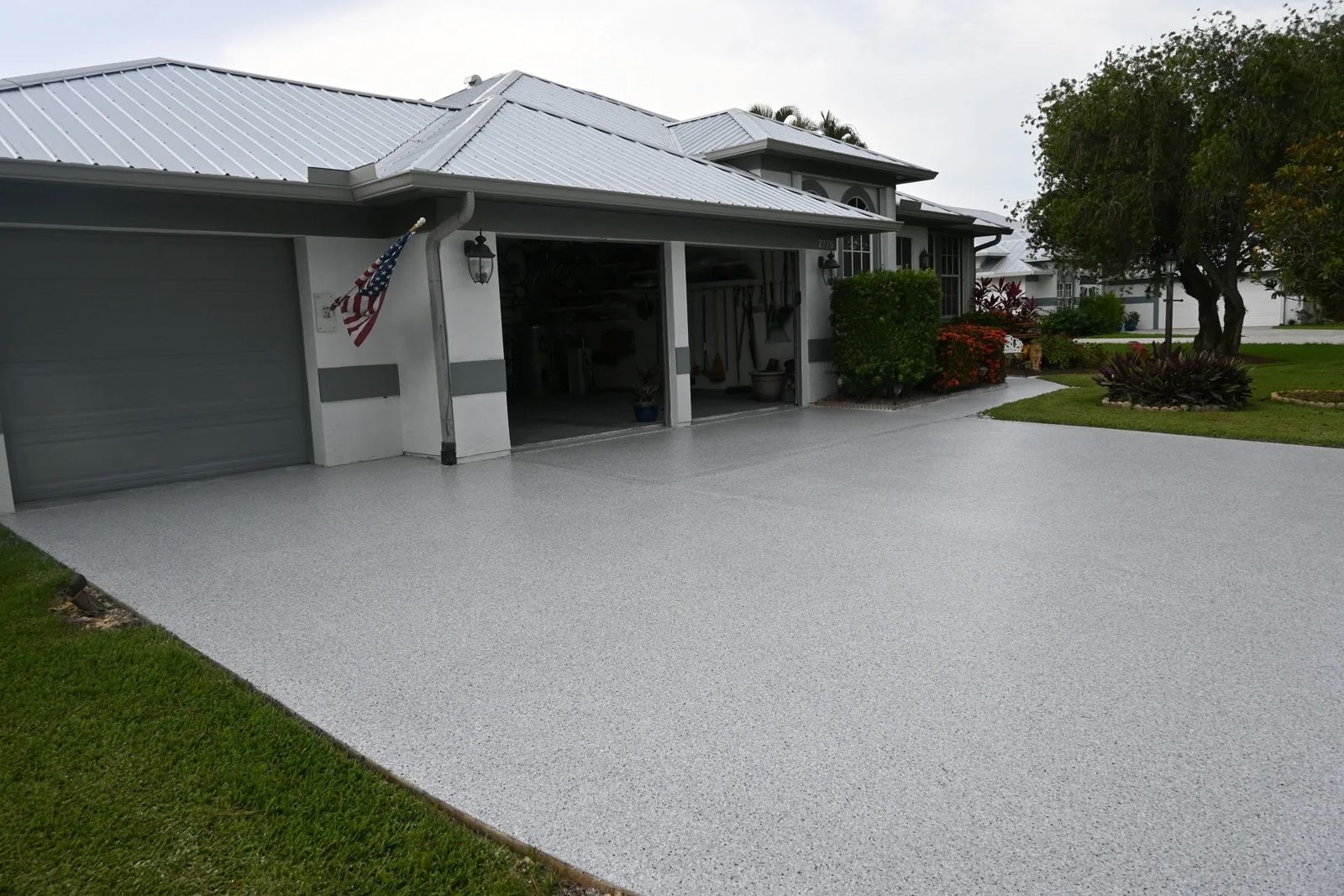 Driveway with flake coating, South Florida