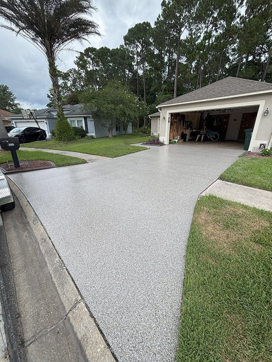 Driveway with flake coating, South Florida