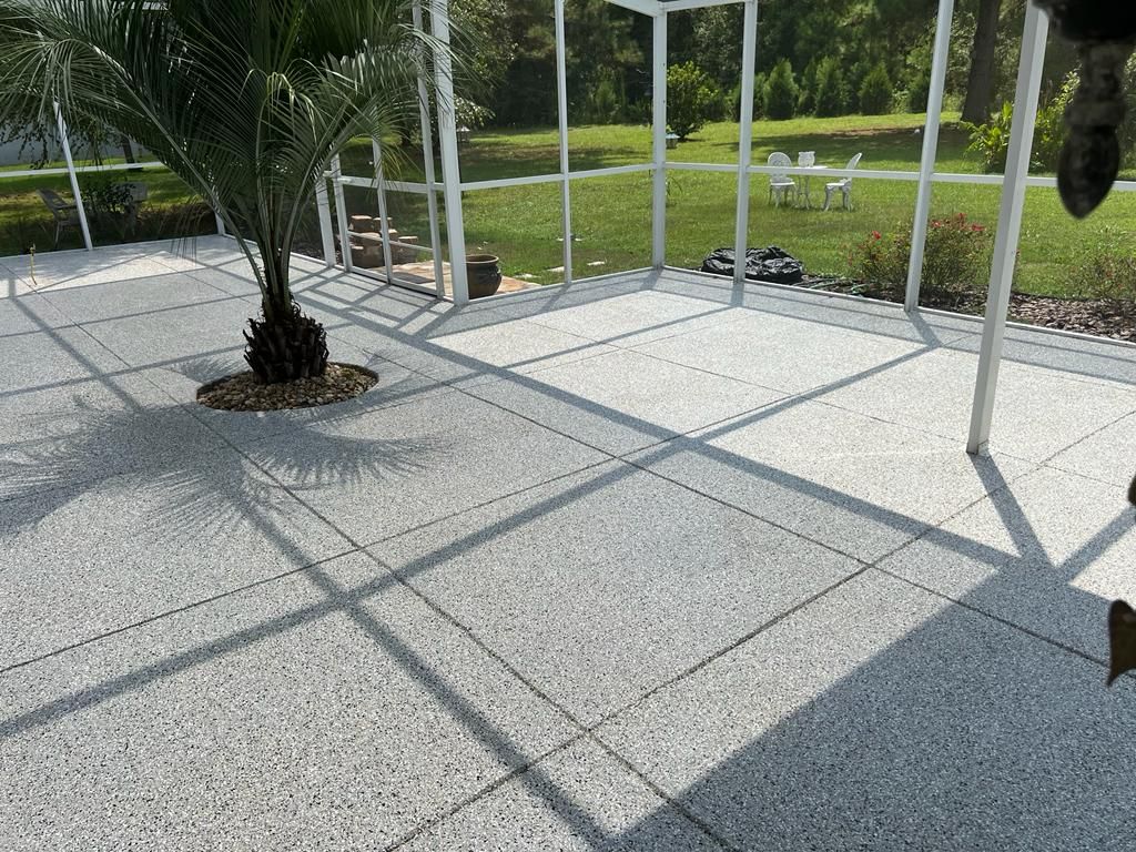 Patio with flake coating, South Florida