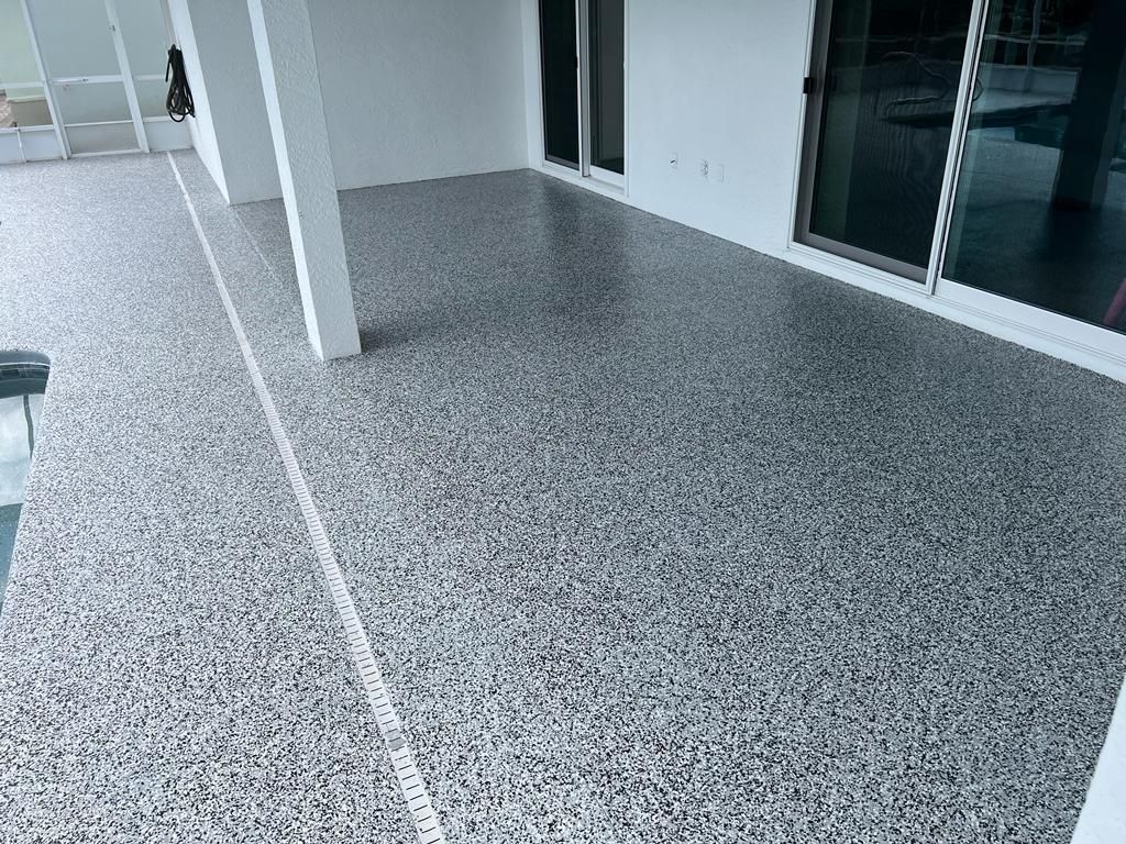 Patio after flake coating, South Florida