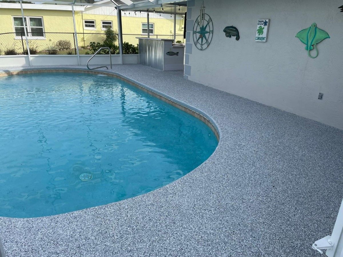 Pool Deck with flake coating, South Florida