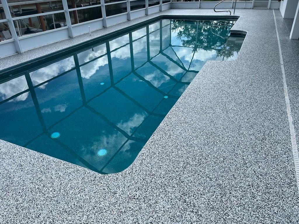 Pool Deck after flake coating, Boca Raton, FL