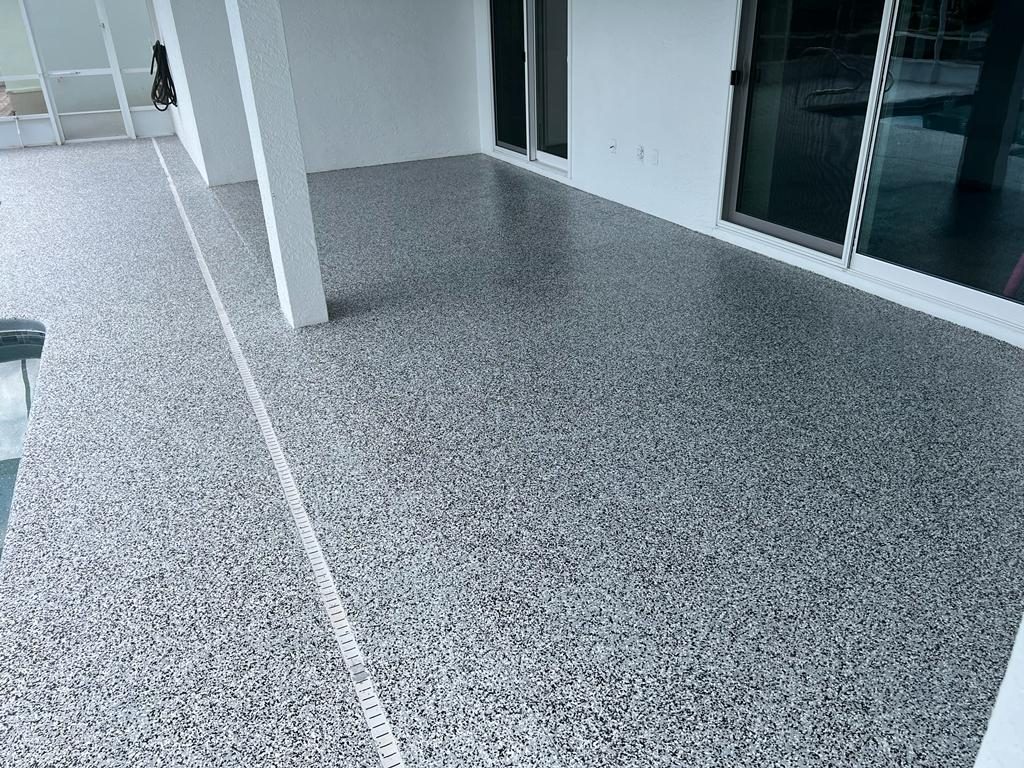 Patio con recubrimiento de flake decorativo, Boca Raton FL